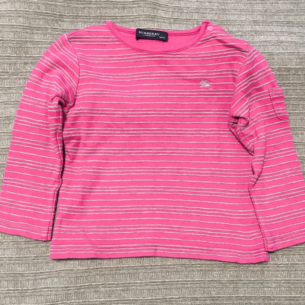 Burberry Kids Long Sleeve Pink Striped Tee
